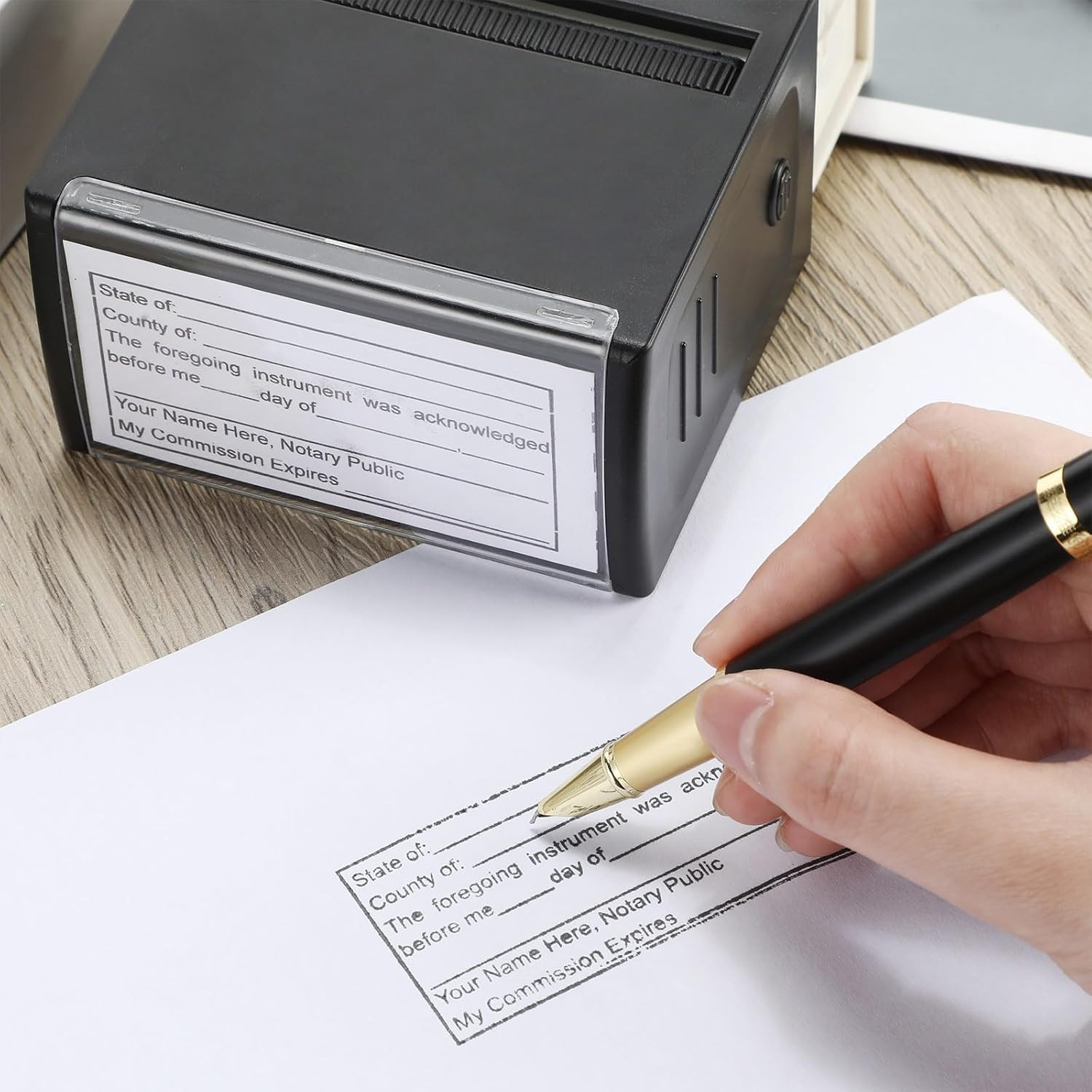 Self Inking Notary Stamp Sworn Subscribed Acknowledgement 1.46×2.95 Inch