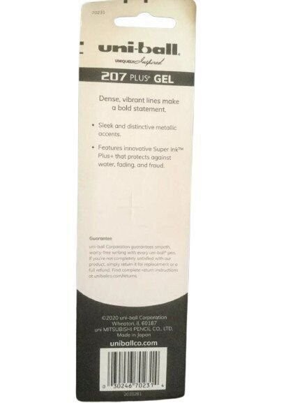 uni-ball 207 Plus+ Gel Pens – 1 Pack 3 Black Ink, 0.7mm Medium Point Pens