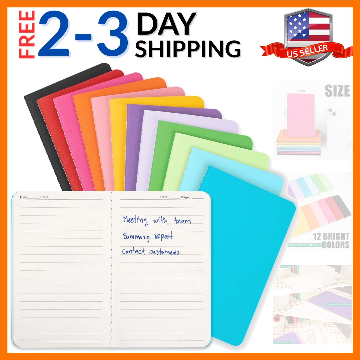 Mini Pocket Notebooks Bulk 3.5 x 5.5 Inches 12 Pack Small Note Pads Lined Lit…