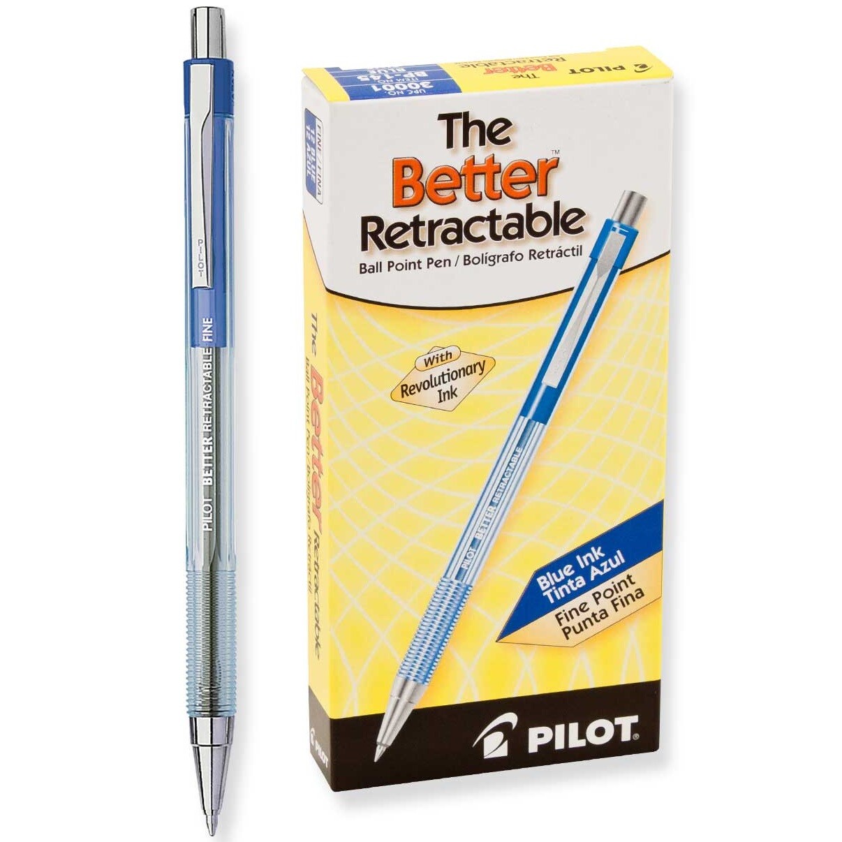 30001 Pilot The Better Retractable Ballpoint Pen, Fine Point, Blue, Pack of 24