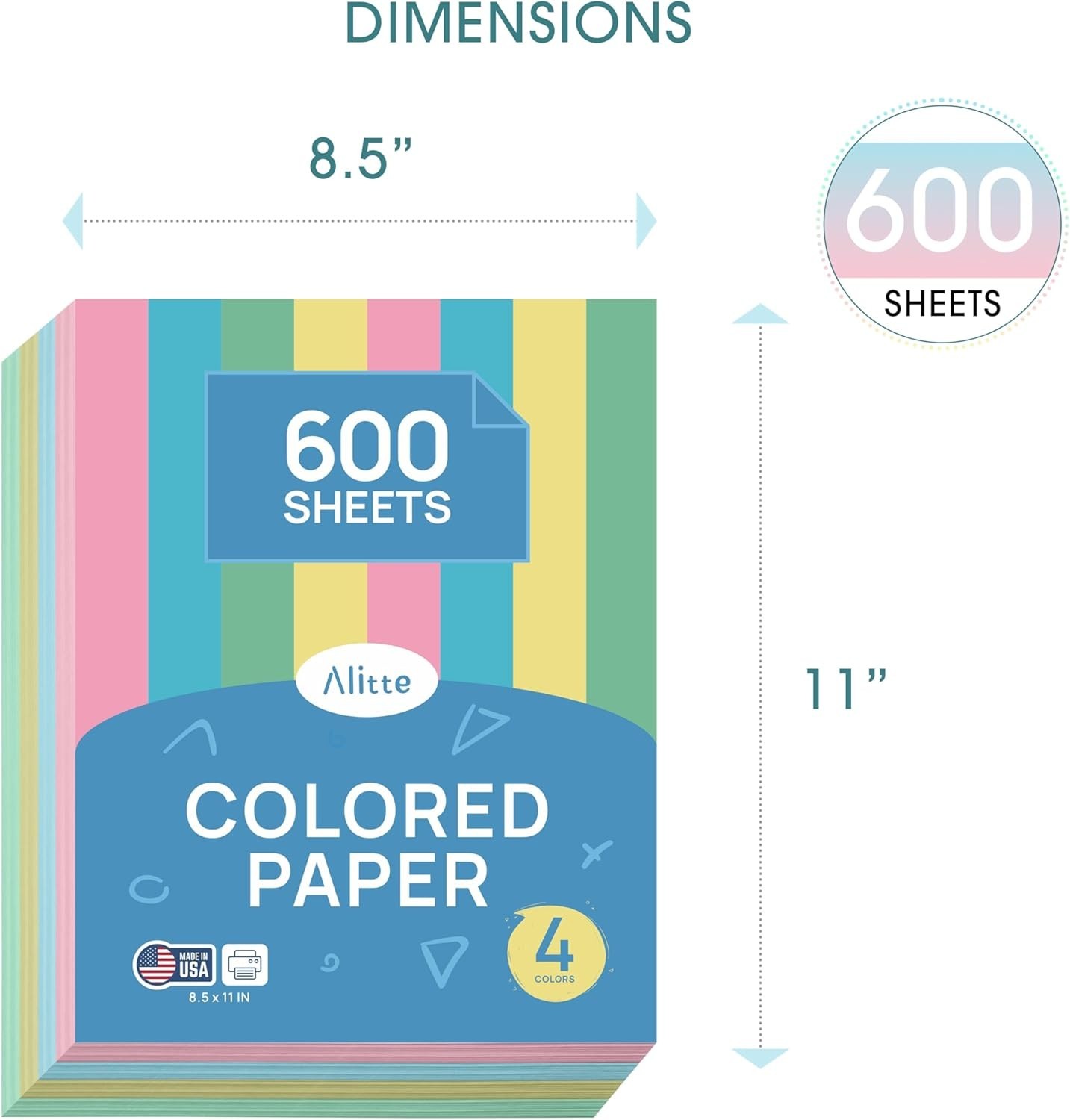Colored Paper 8.5 x 11 – Copy Paper, 600-Pack Letter Size for Printer, Arts &…