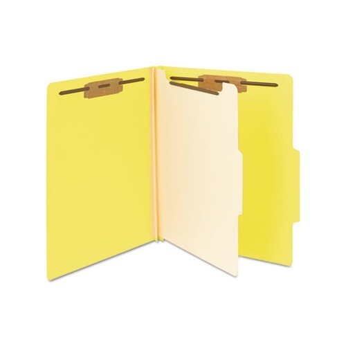 NOS! 10 Smead 13704 Yellow Pressboard Classification File Folders, 1 Divider