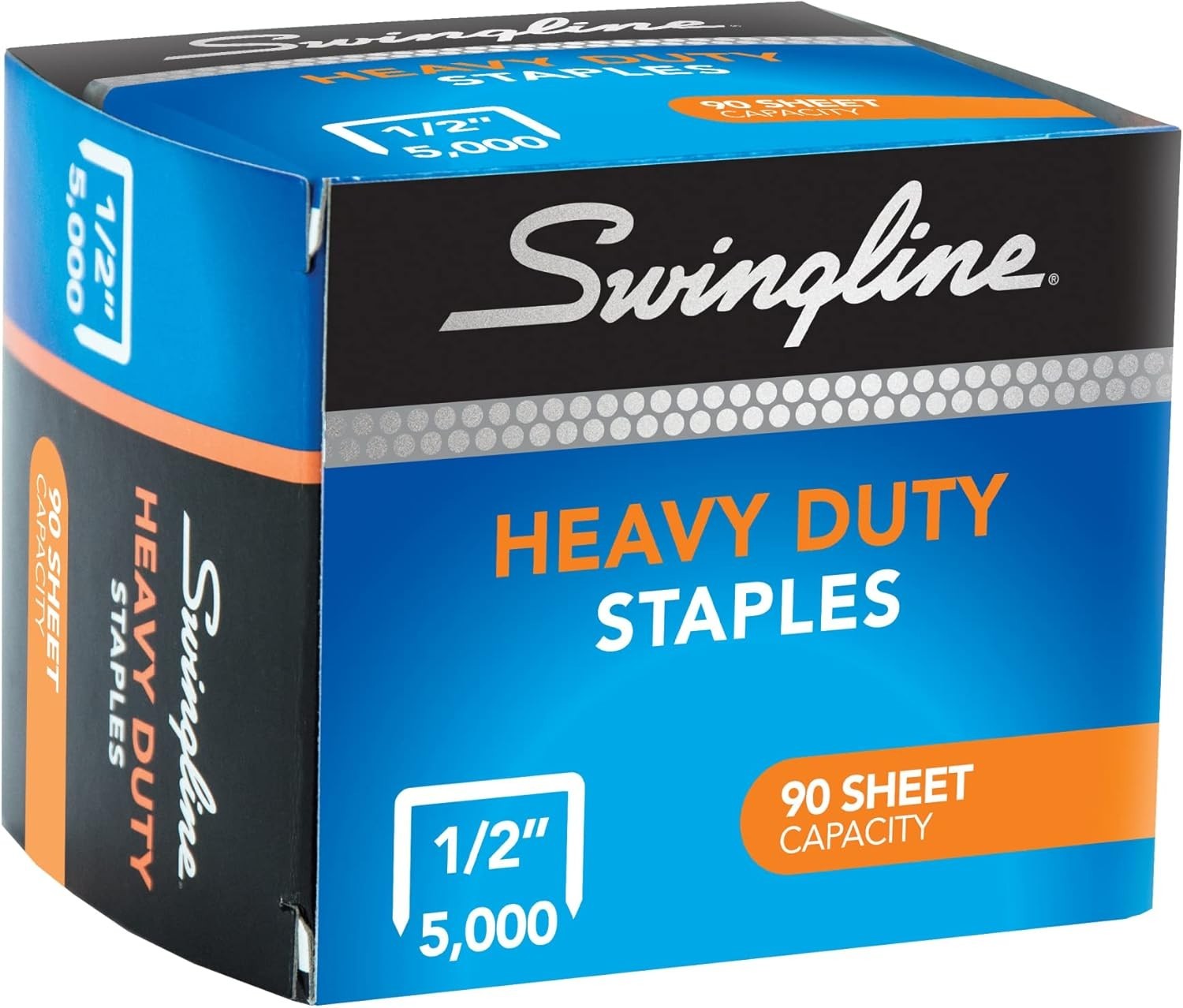Staples, Heavy Duty for Desktop Staplers, 1/2″ Length, 100/Strip, 5000/Box 79392