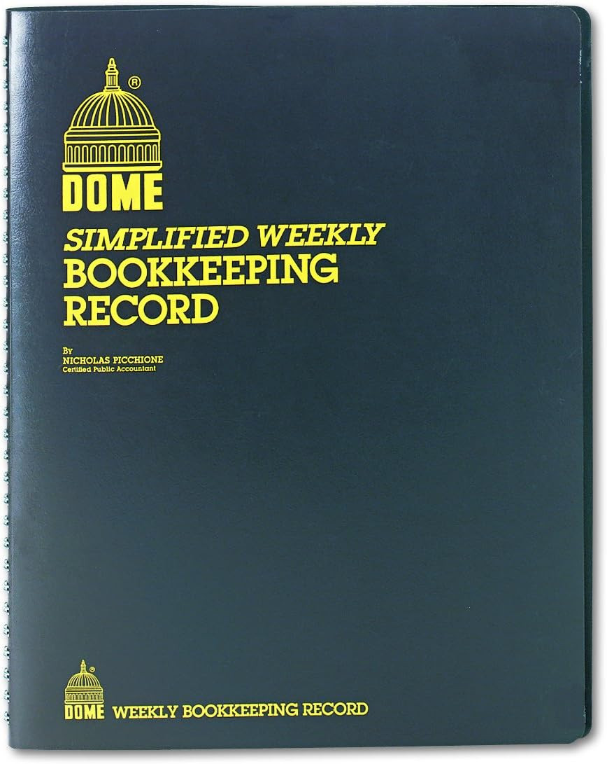 Domeskin Dome DOM600 Bookkeeping Record Book Weekly 128 Pages 9 X11 Inches, Brow