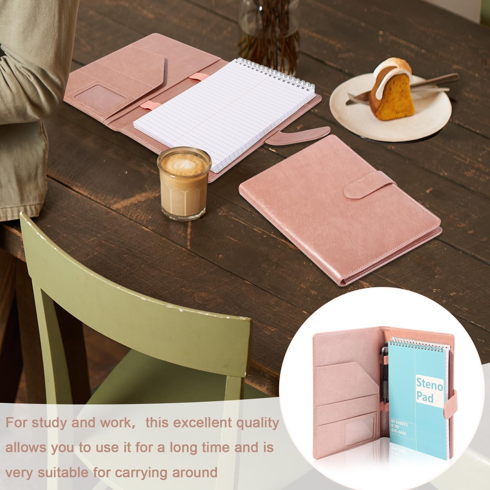 Steno Pad Holder PU Leather Cover 6×9 Steno Pad Cover Business Padfolio Organ…