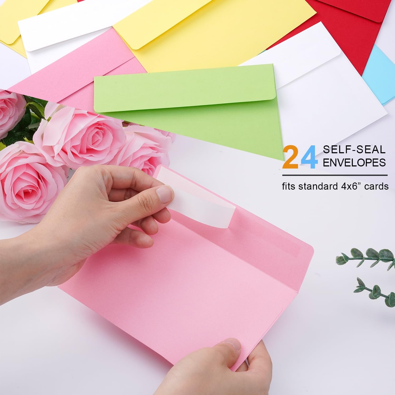 24 Pack Thinking of You Cards Assortment with Self-adhesive 4″x6″, white
