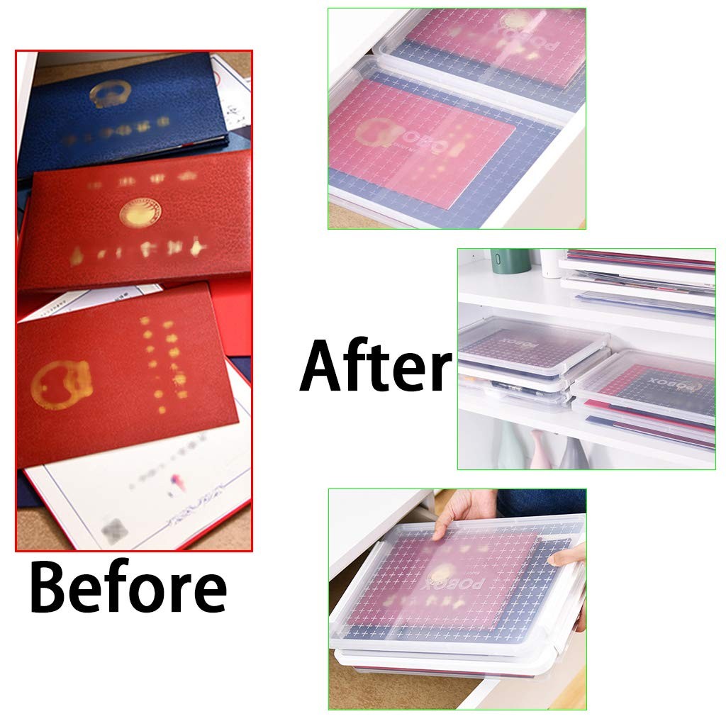A4 Plus Clear Transparent PP Plastic Stackable Storage Box Desk Paper Magazin…