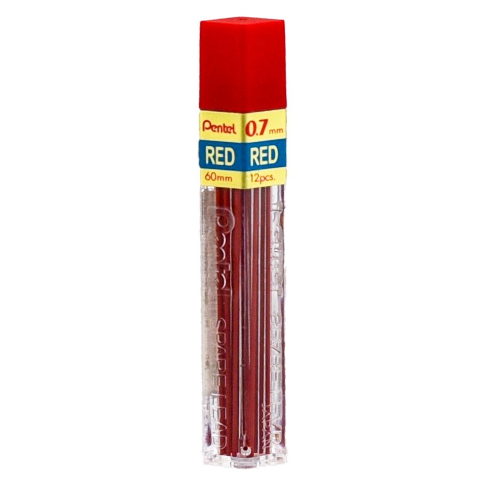 Pentel PPR-7 Red 0.7mm Refill Lead, 3 Tubes of 12 Leads