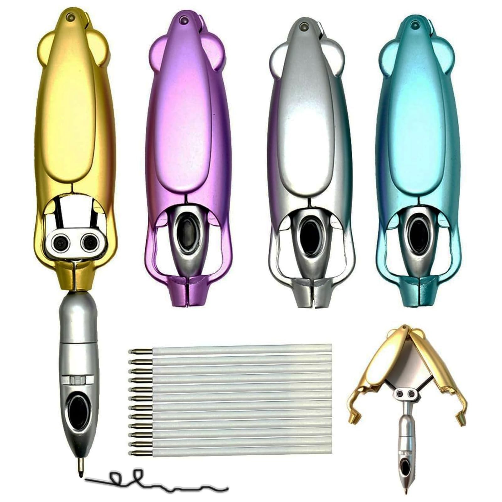 Lopenle 4PCS Novelty 1 Count (Pack of 4), Blue, Purple, Yellow, Silver