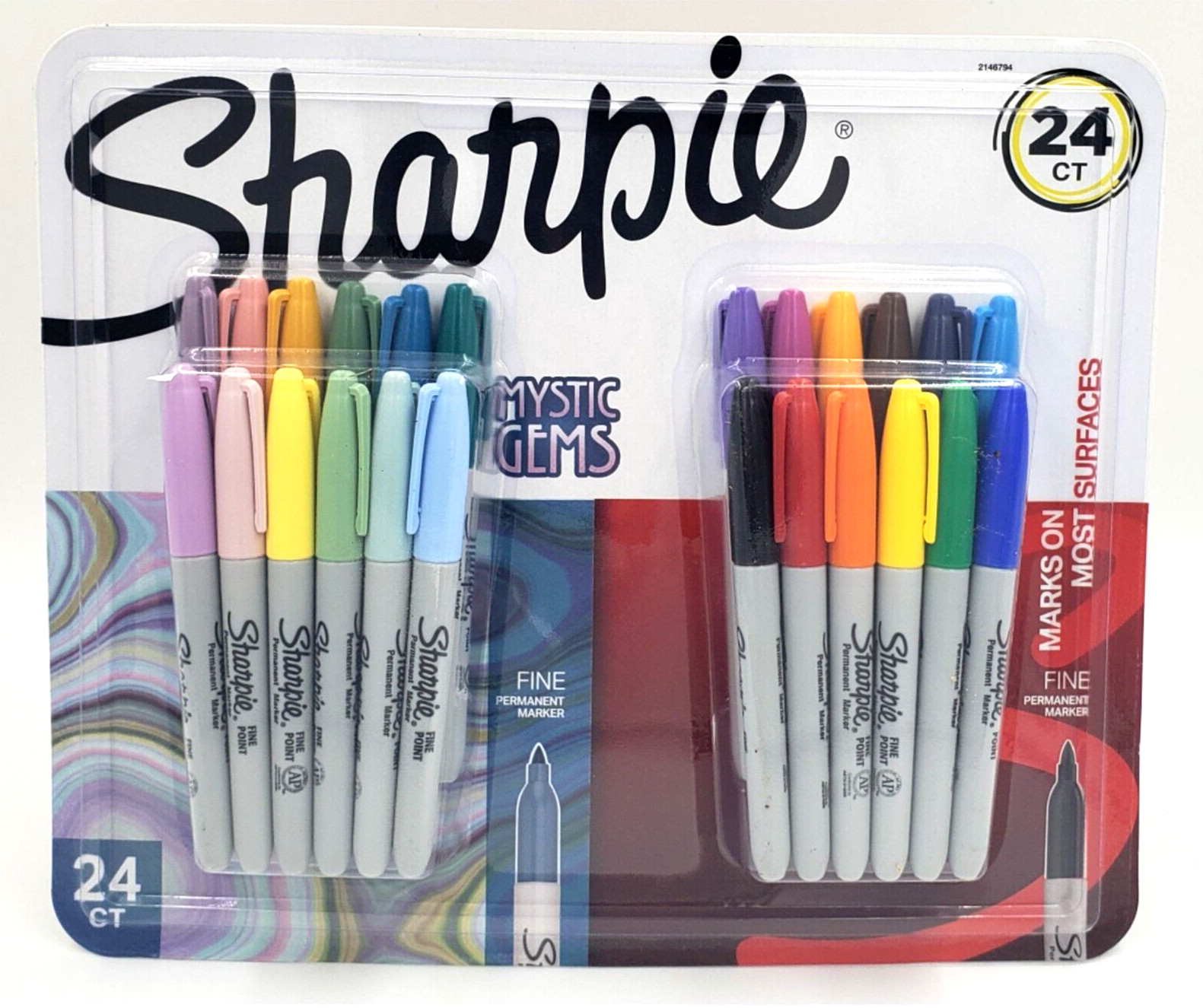 SHARPIE MYSTIC GEMS PERMANENT MARKERS QUICK 24 CT. DRY FADE & WATER RESISTANT