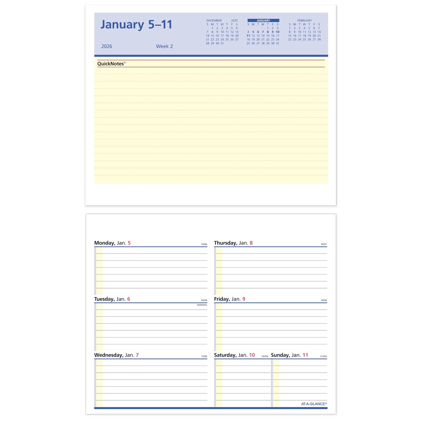 2026 Desk Calendar Refill Weekly FlipAWeek QuickNotes 5.5×7 Inch SW7065026