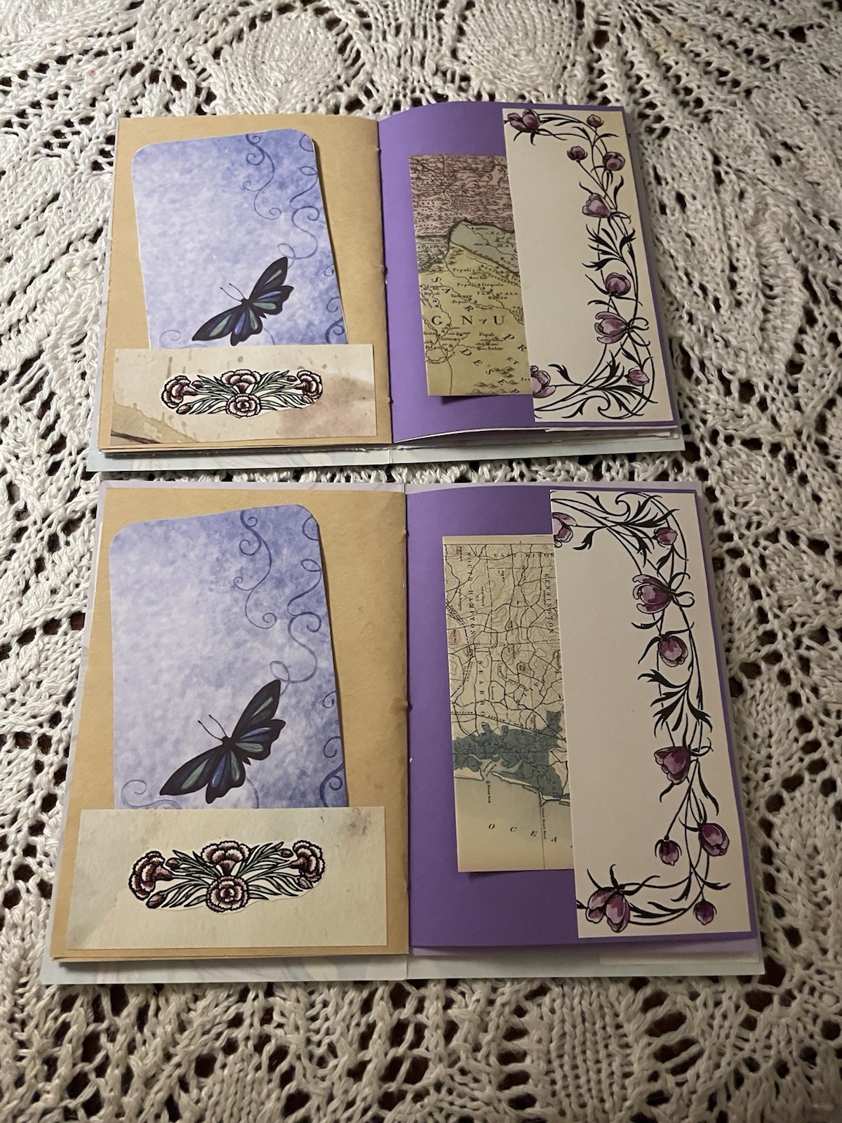 2 Junk Journal Greeting Cards Handmade 4”x6” “Live Your Dreams” Blank W/Env.