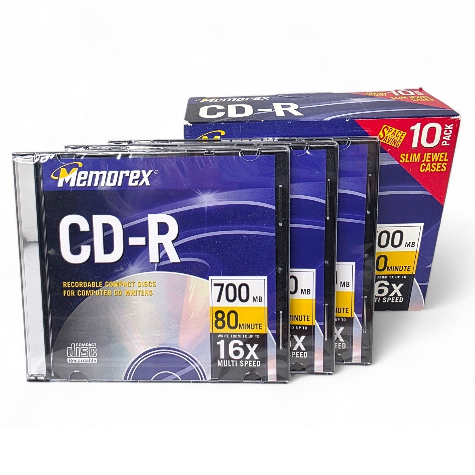 Memorex CD-R 700MB 80 Minute 16x Multi Speed 13 Pack Slim Jewel Cases