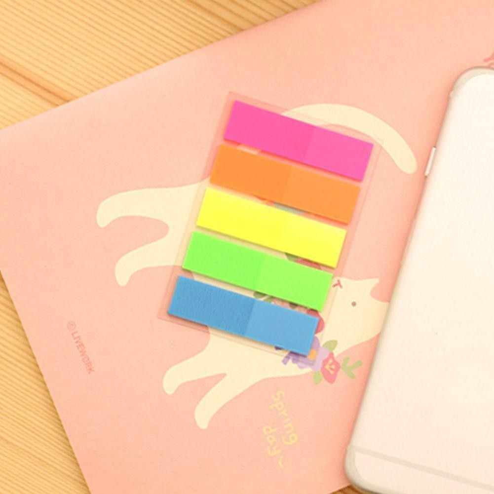 100Pcs Fluorescence Sticky Notes Memo Pad Loose-leaf Index Sticker Bookmark US