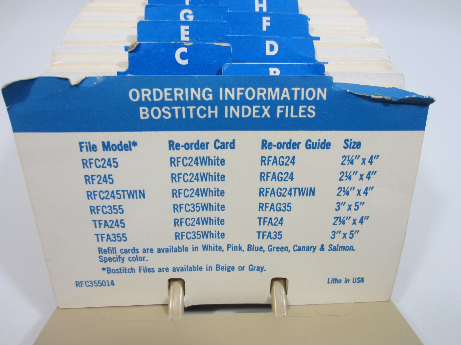 Bostitch TFA355 Card File 70s XL BLANK Complete w/ Tabs Desktop Rolodex Contact
