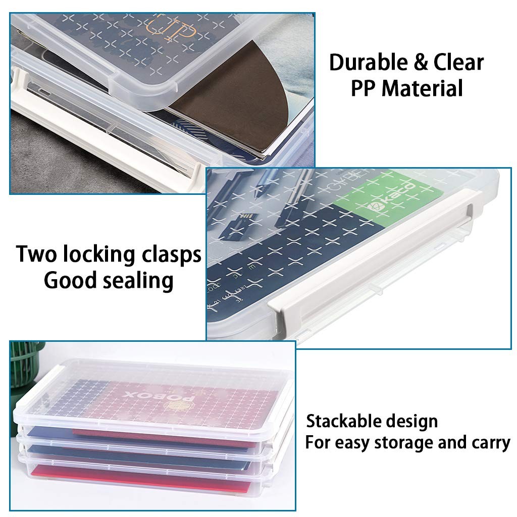 A4 Plus Clear Transparent PP Plastic Stackable Storage Box Desk Paper Magazin…