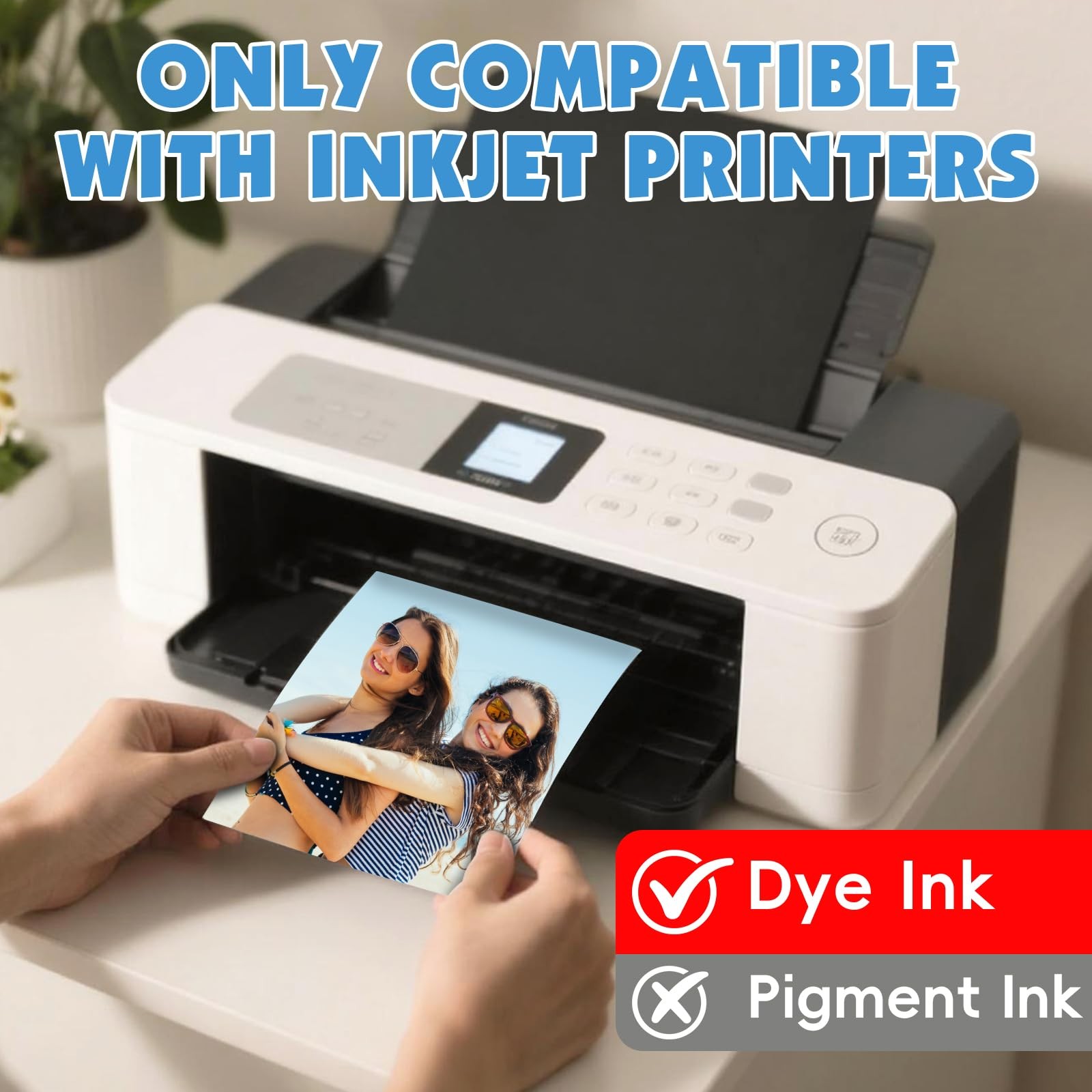 150 Sheets Glossy Photo Paper, 4in x 6in Glossy-4”x6”-150 Sheets, White