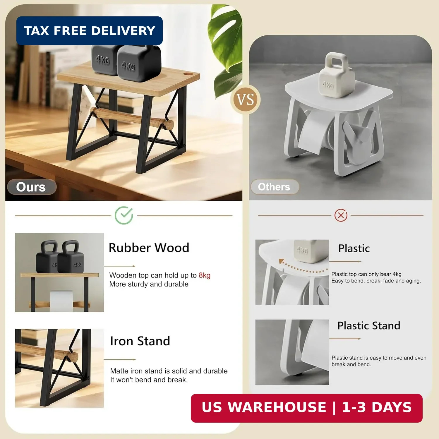 Label Holder for Rolls and Fan-fold Labels, Wooden Label Stand for Shipping Labe