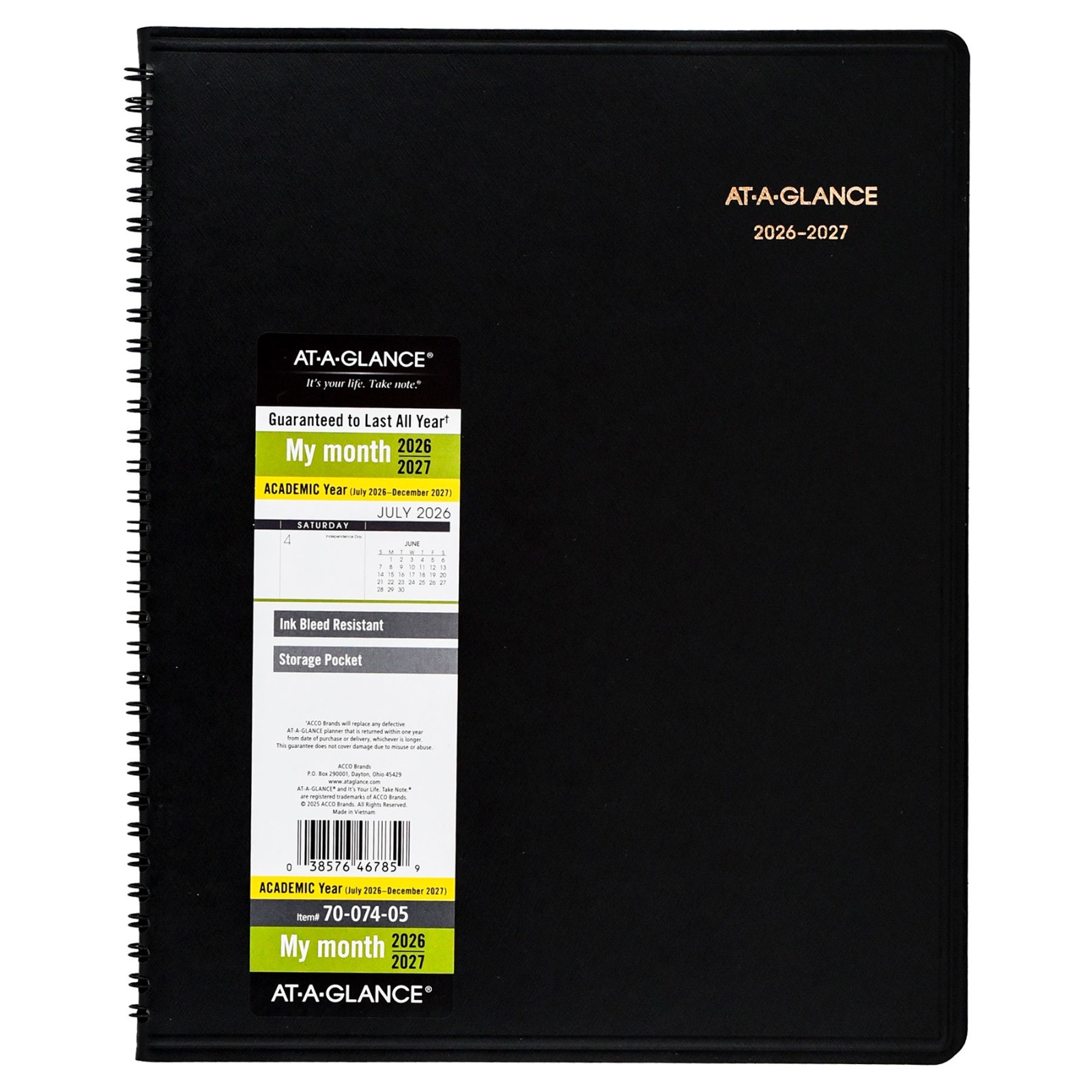 At-A-Glance 2026-2027 70-074-05 Academic Monthly Planner, 9 x 11″