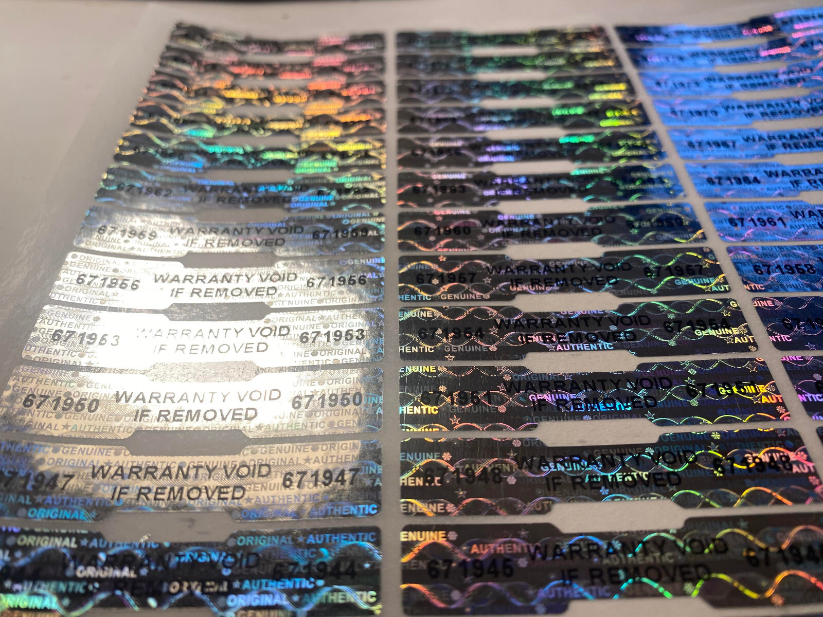 125-HOLOGRAM DOGBONE SECURITY LABELS STICKERS – 2 INCH- WARRANTY VOID W/NUMB.