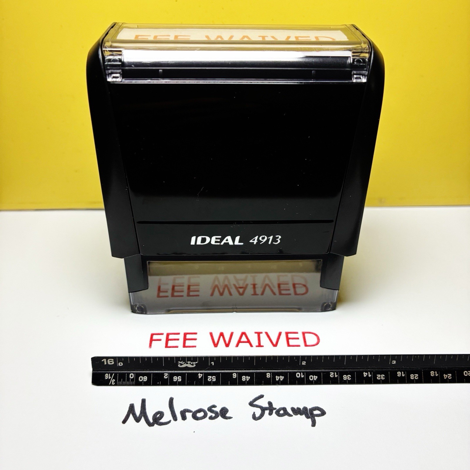 Fee Waived Rubber Stamp Red Ink Self Inking Ideal 4913