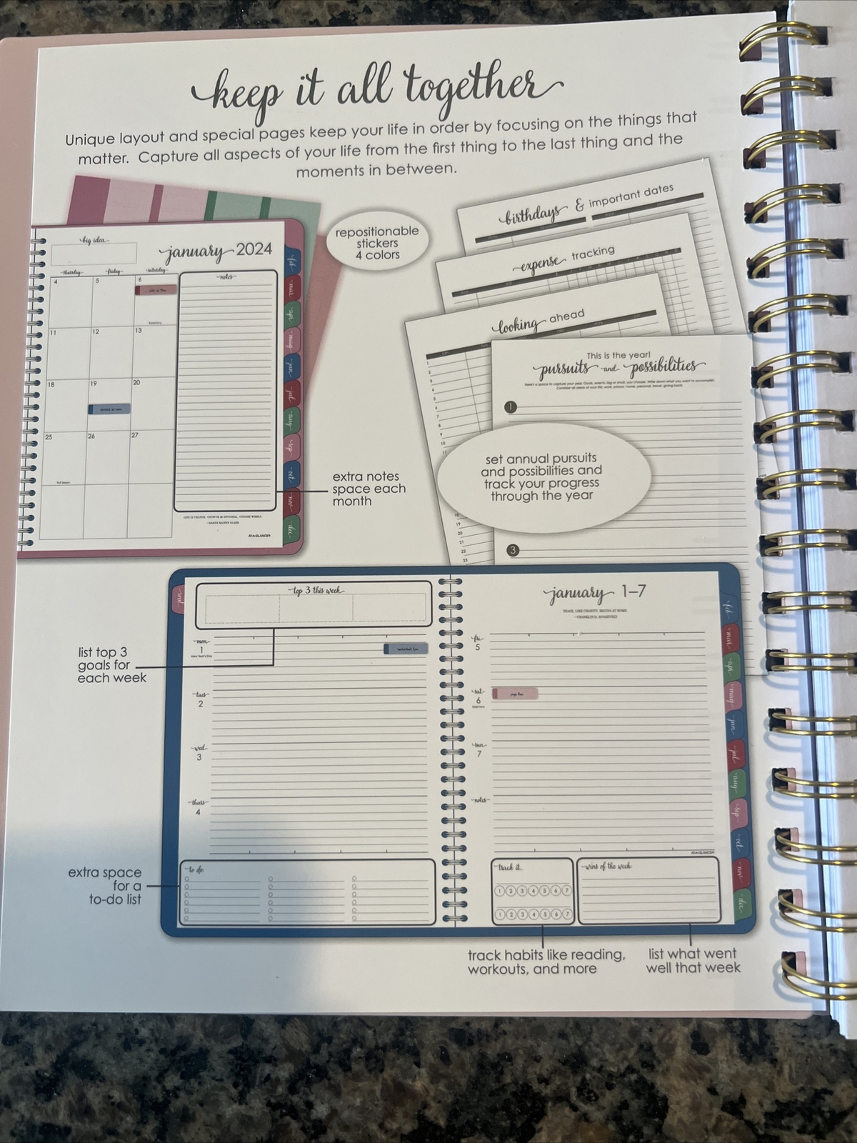 At-A-Glance 2024 Denium BlueWeekly Calendar Planner New Year 1099-805-20 Fashion