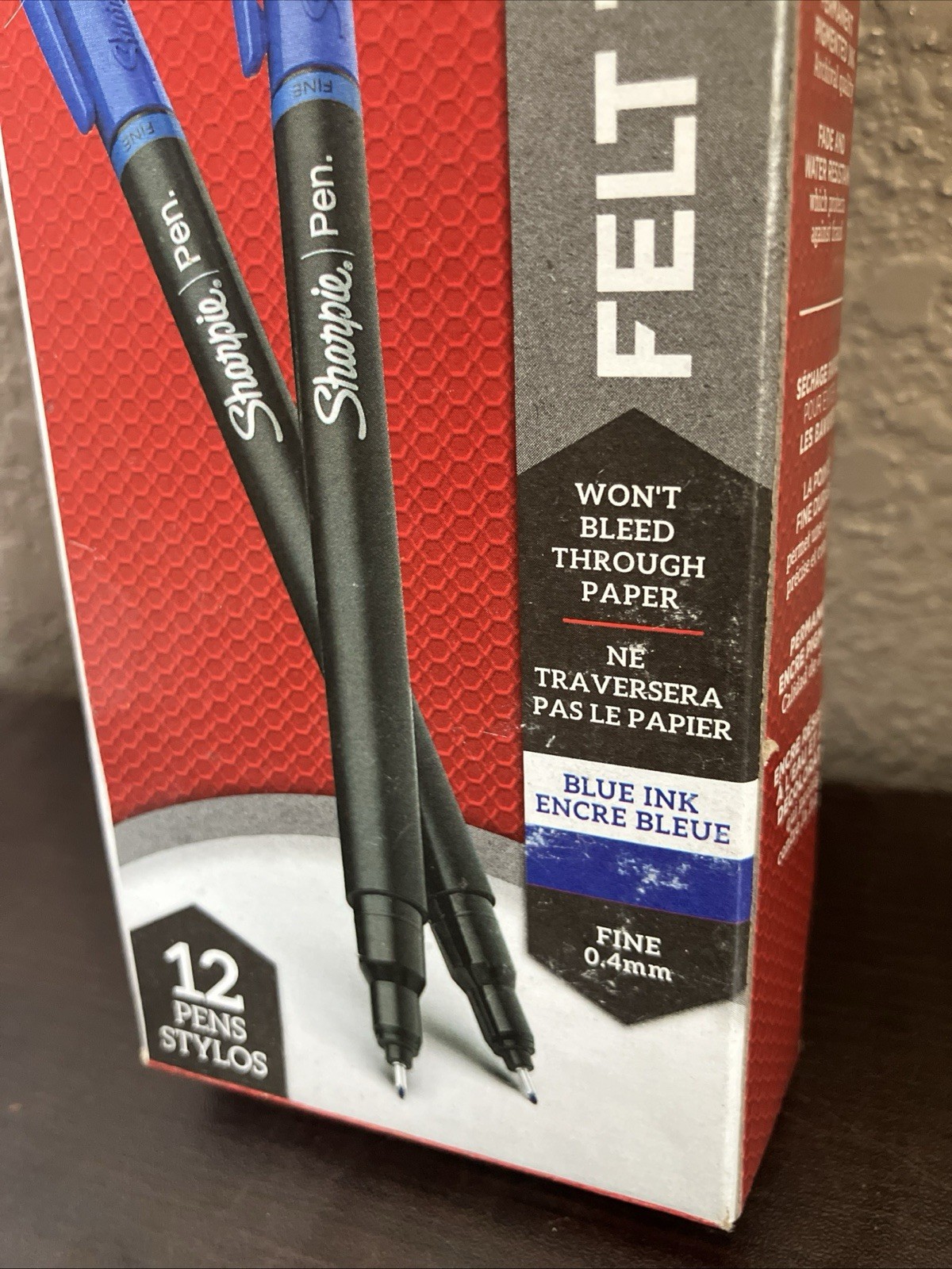 Sharpie Felt Tip Pens, Fine Point (0.4mm), Blue, 12 Count