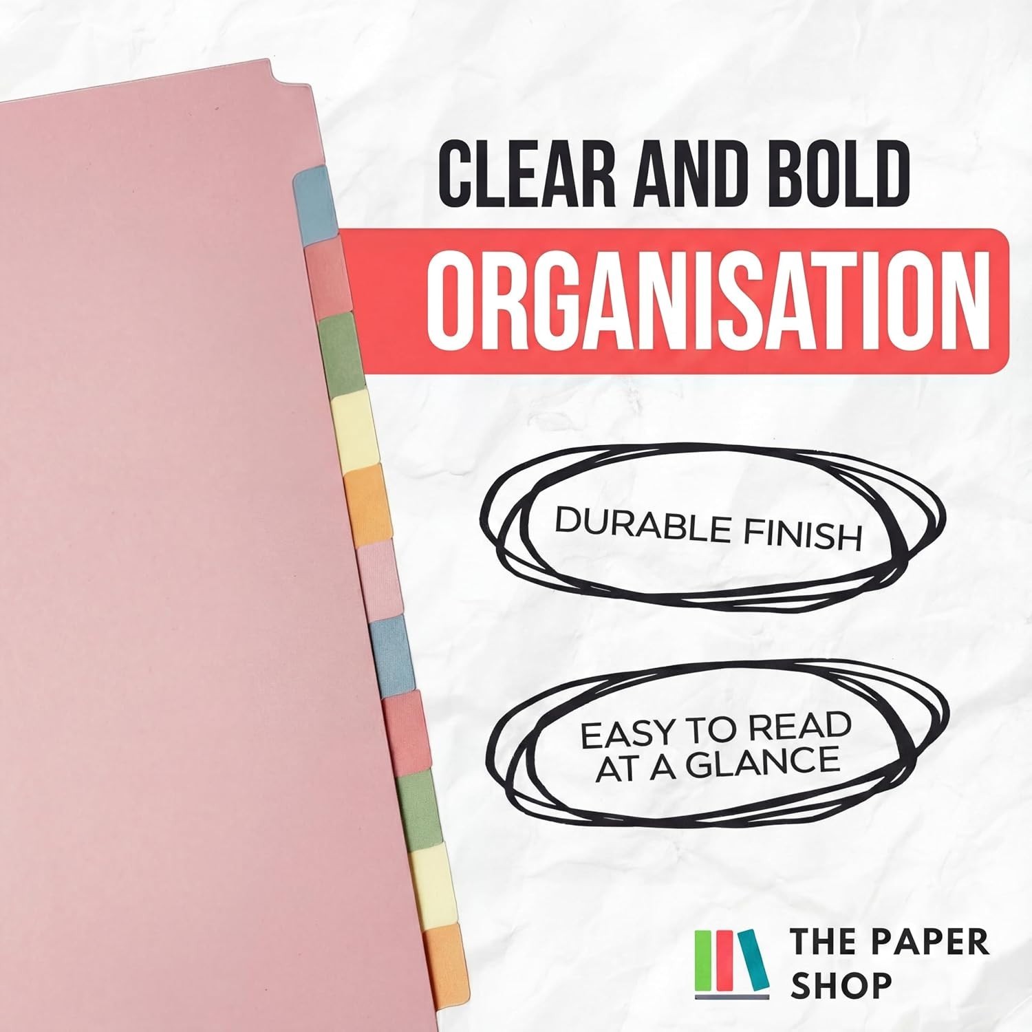 A4 12-Part Color-Coded Binder Dividers with Tabs