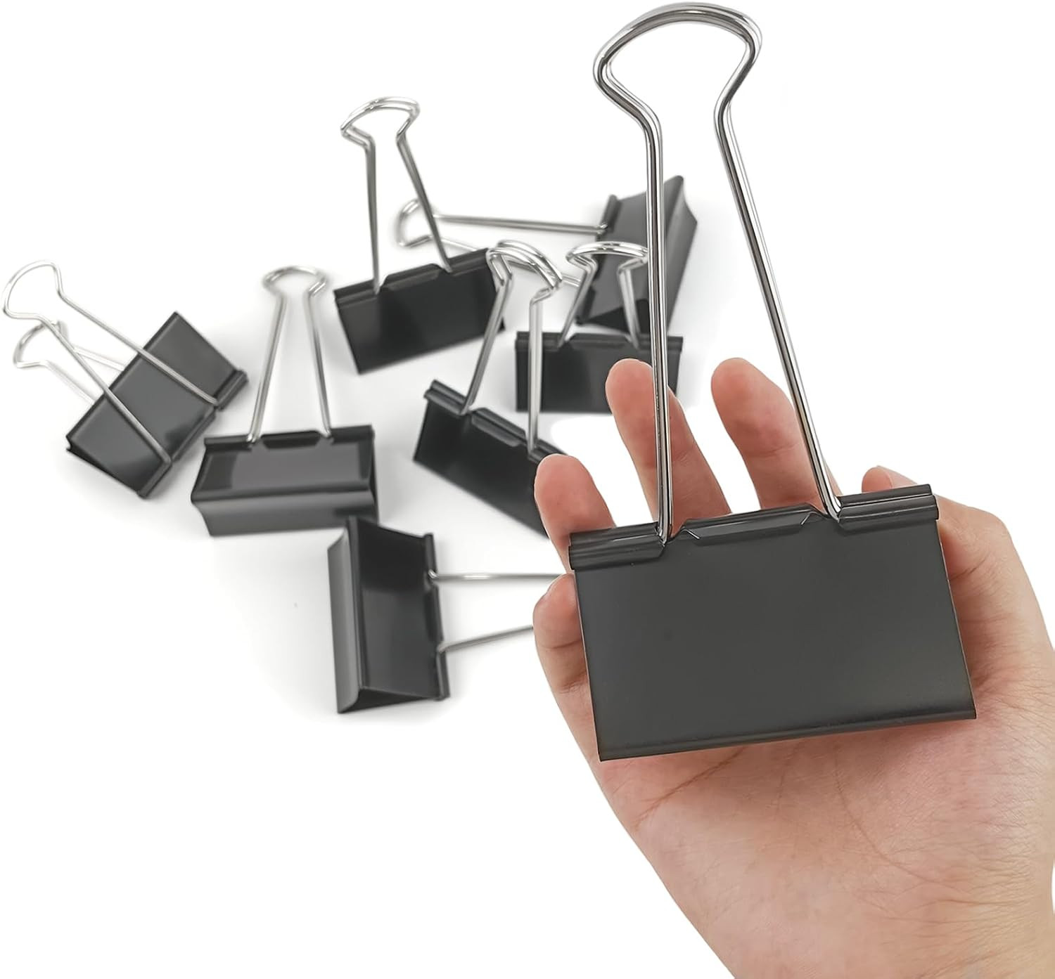3-Inch Extra-Large Binder Clips – Heavy-Duty Black Paper Clamps, 75mm Width, 8-