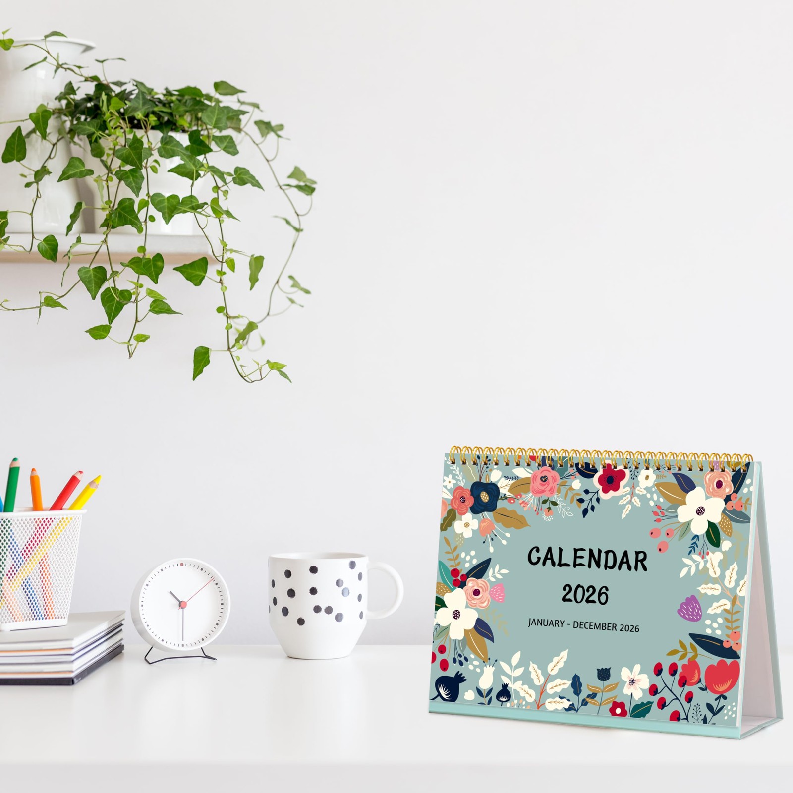 Desk Calendar 2026 – Standing Flip Desktop 2026, 12 Months(January…