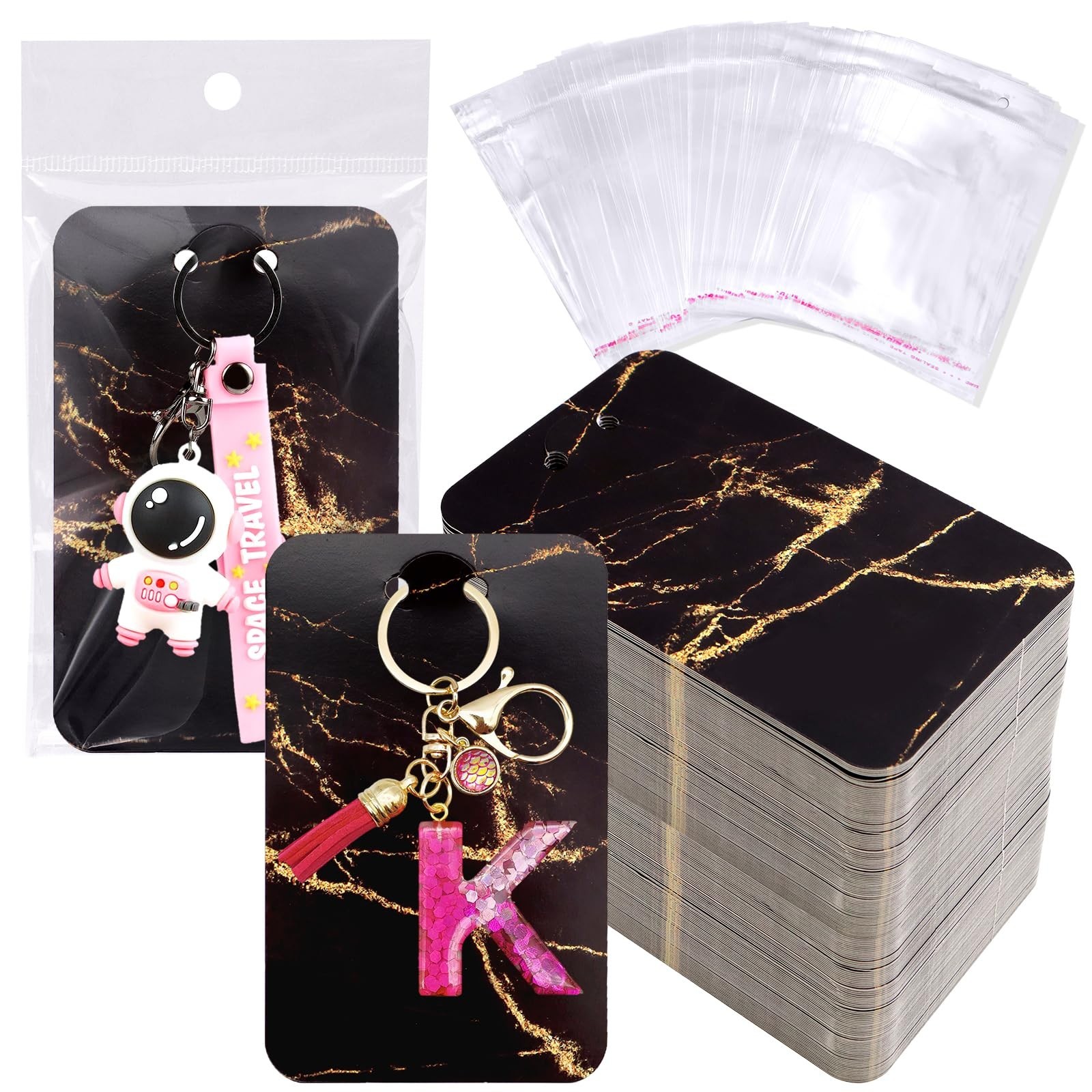 ZYNERY 100 PCS Display Cards With Self-Sealing Bags, 3 x 4.7 Inch Stand Card,…