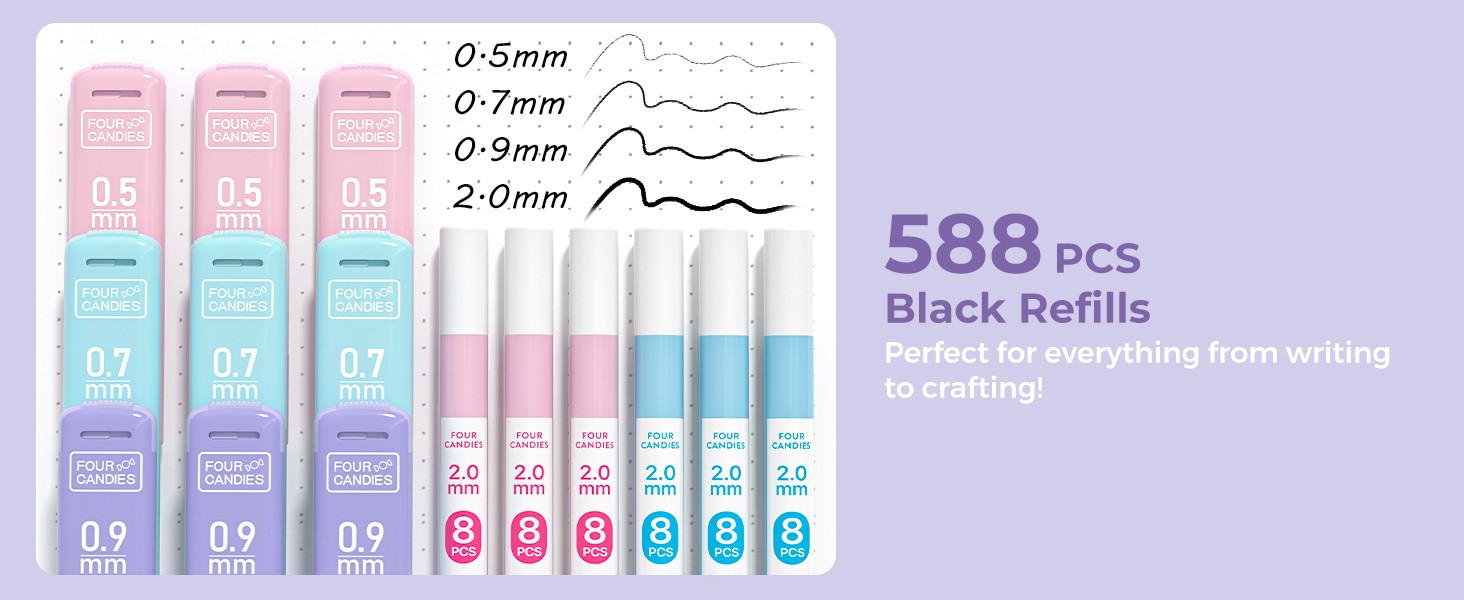 36PCS Aesthetic School Supplies, Mechanical Pencils 0.5mm, 0.7mm, 0.9mm & 2.0mm