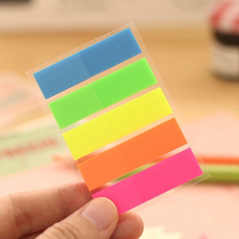 100Pcs Fluorescence Sticky Notes Memo Pad Loose-leaf Index Sticker Bookmark US