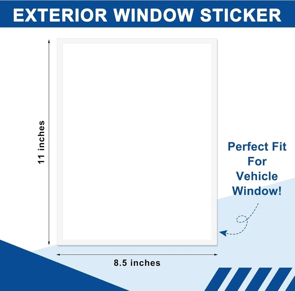 100 Pcs Outdoor Window Stickers for Car Dealers 8.5″ X 11″ Plain White Blank Pap
