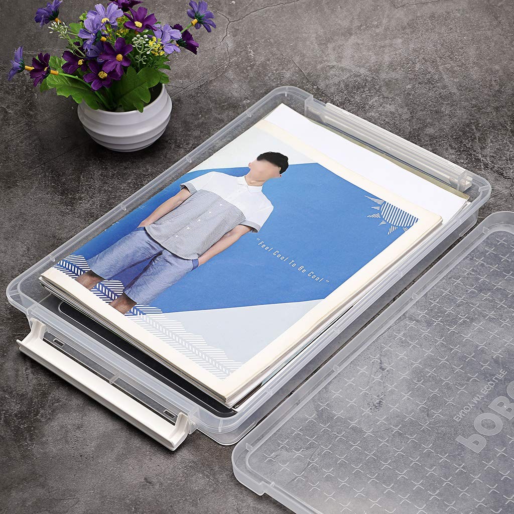 A4 Plus Clear Transparent PP Plastic Stackable Storage Box Desk Paper Magazin…
