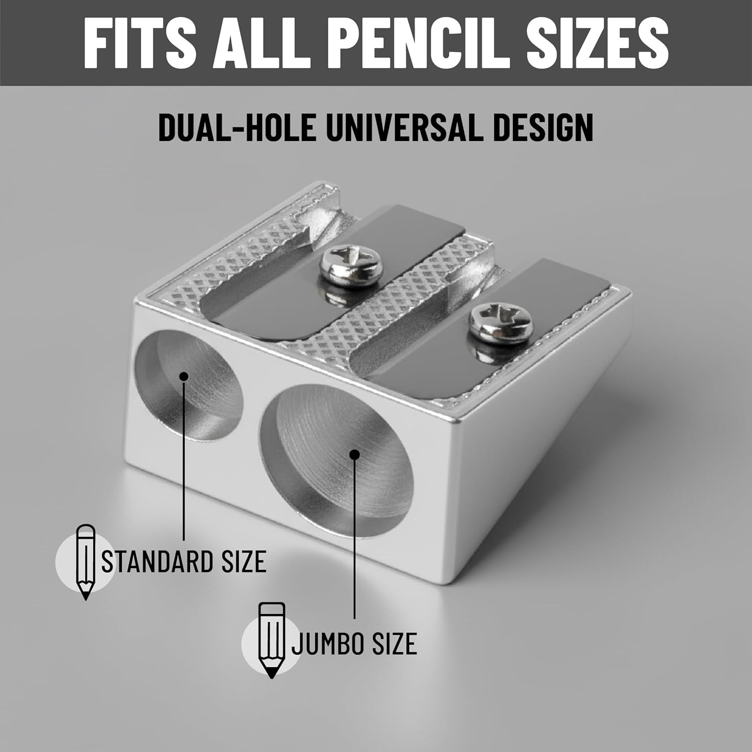 Handheld Metal Pencil Sharpener, 6 Pack, 2-Hole Dual Size Standard & Jumbo, M…