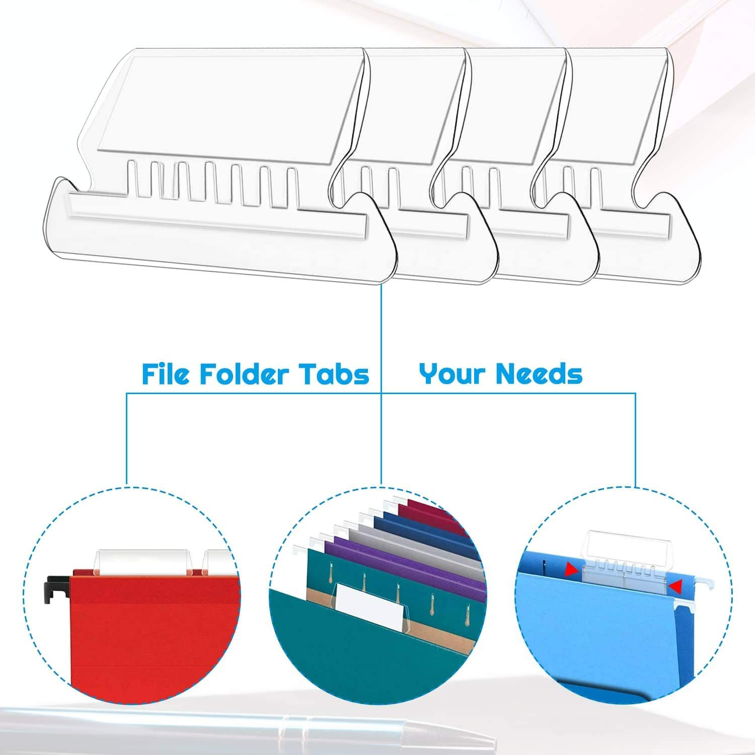 File Folder Tabs, 100 Sets Hanging File Folder Labels 2″ Tabs and Inserts for H