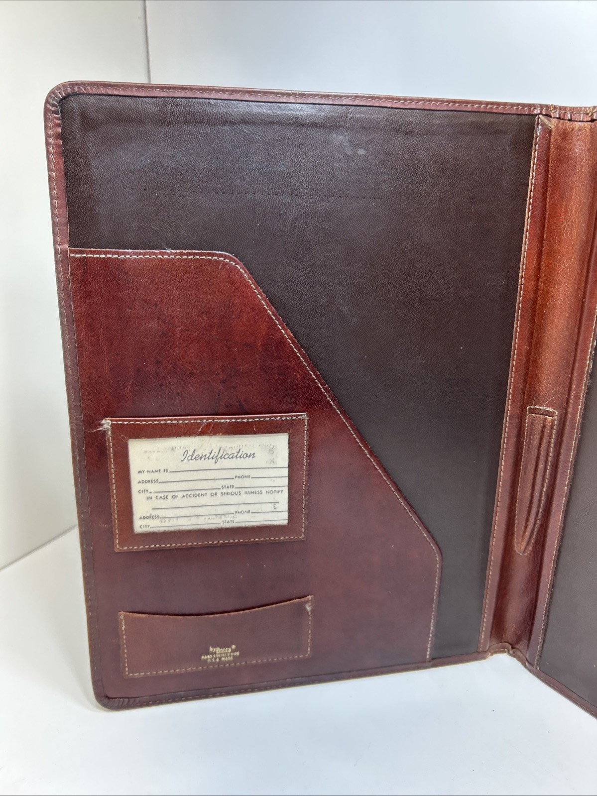 Bosca Leather Portfolio Padfolio Organizer USA Made 9×12″ Brown Notebook Vtg