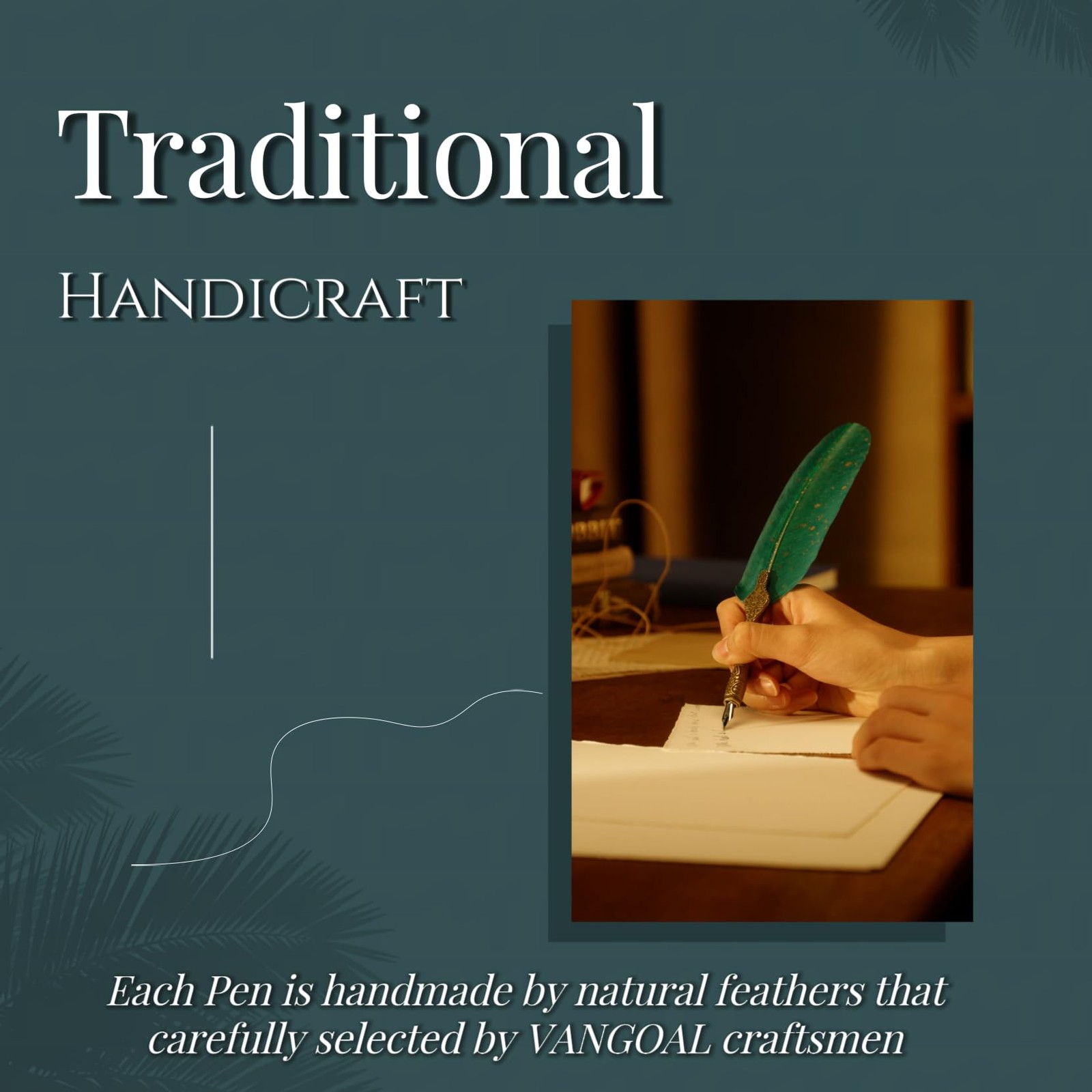 VANGOAL Peacock Feather Pen and 1 Count (Pack of 1), Green(Peacock Feathers)