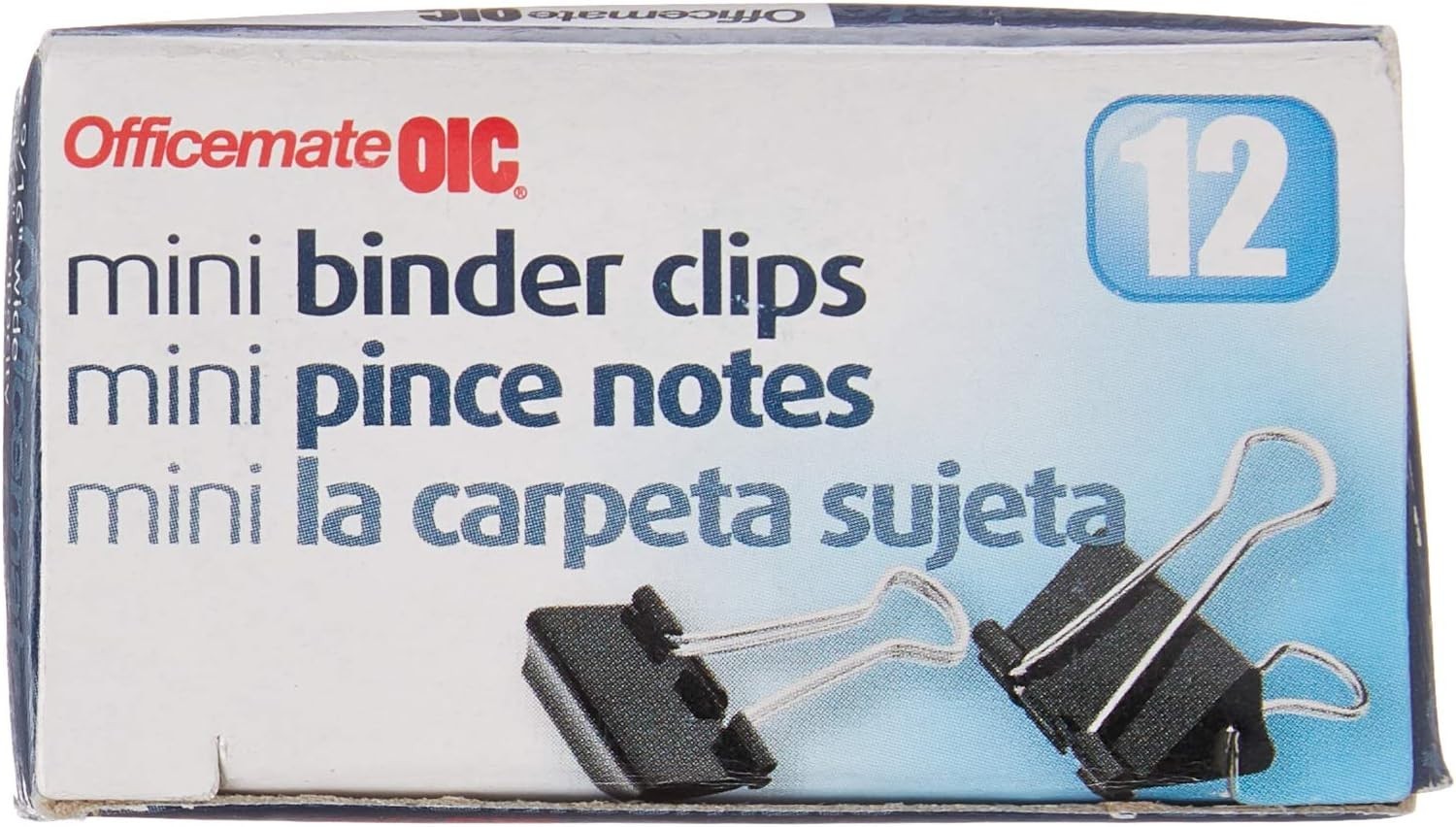 Durable Mini Binder Clips, 1/4 Inch Capacity, Box of 12 Black Clips