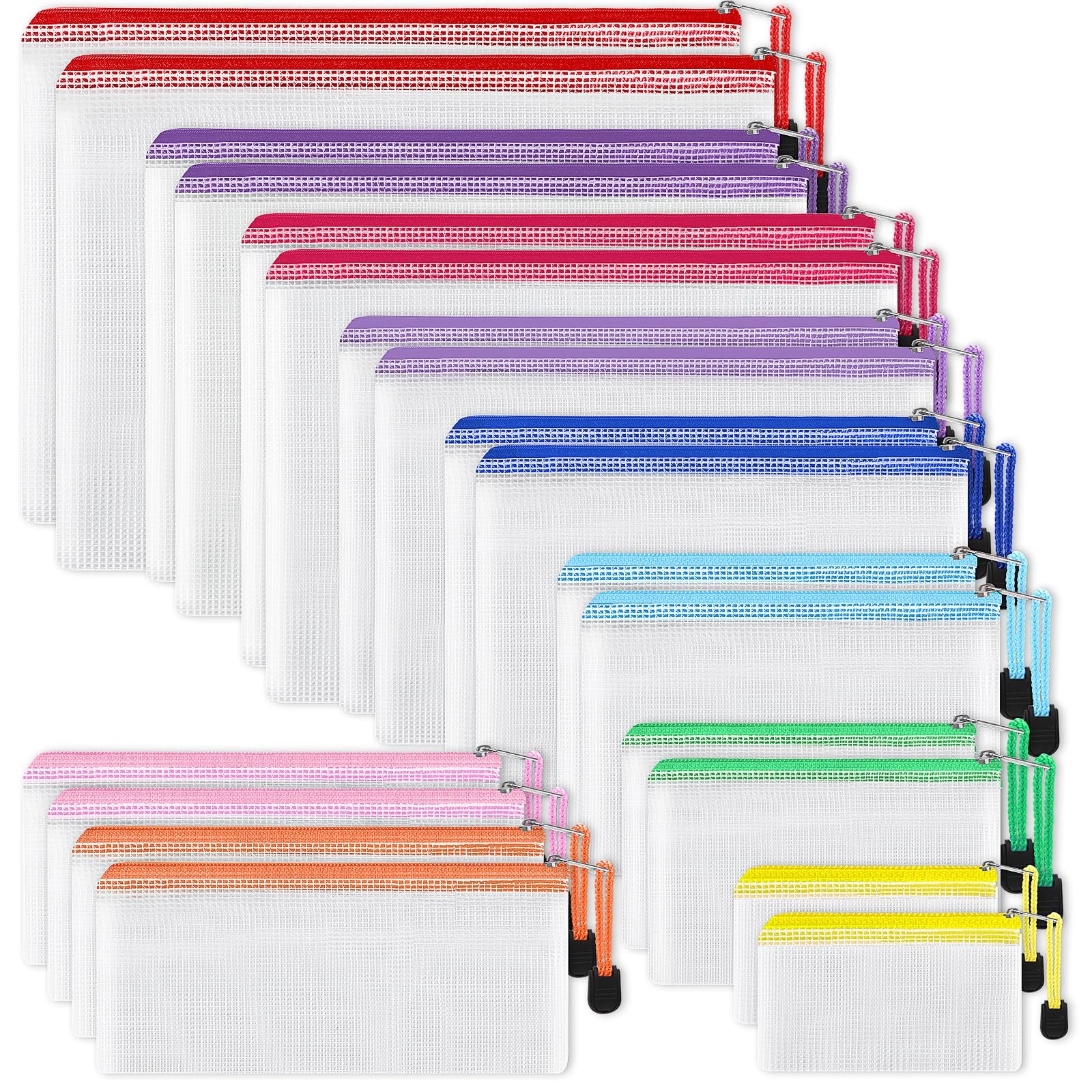 EOOUT 20pcs Mesh Zipper Pouch, Waterproof Zipper Bags, 8 Sizes Plastic Travel…