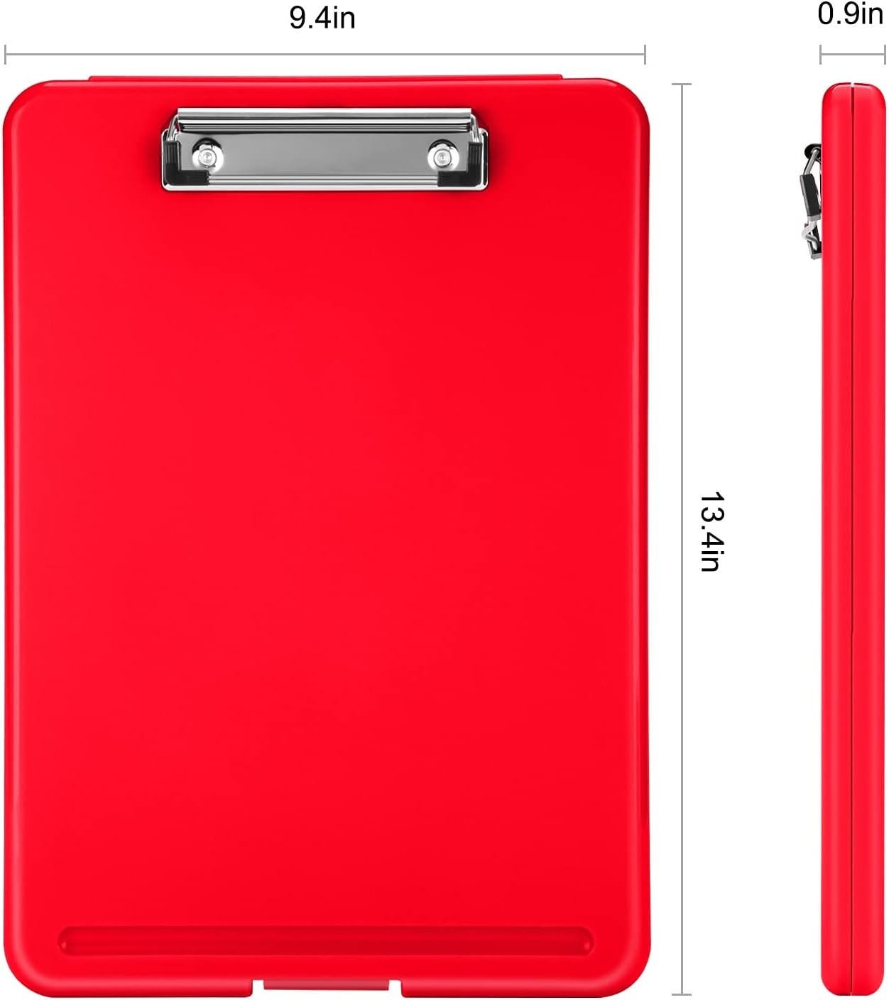 Sooez Clipboard with Storage, Plastic Storage Clipboards Low A-red