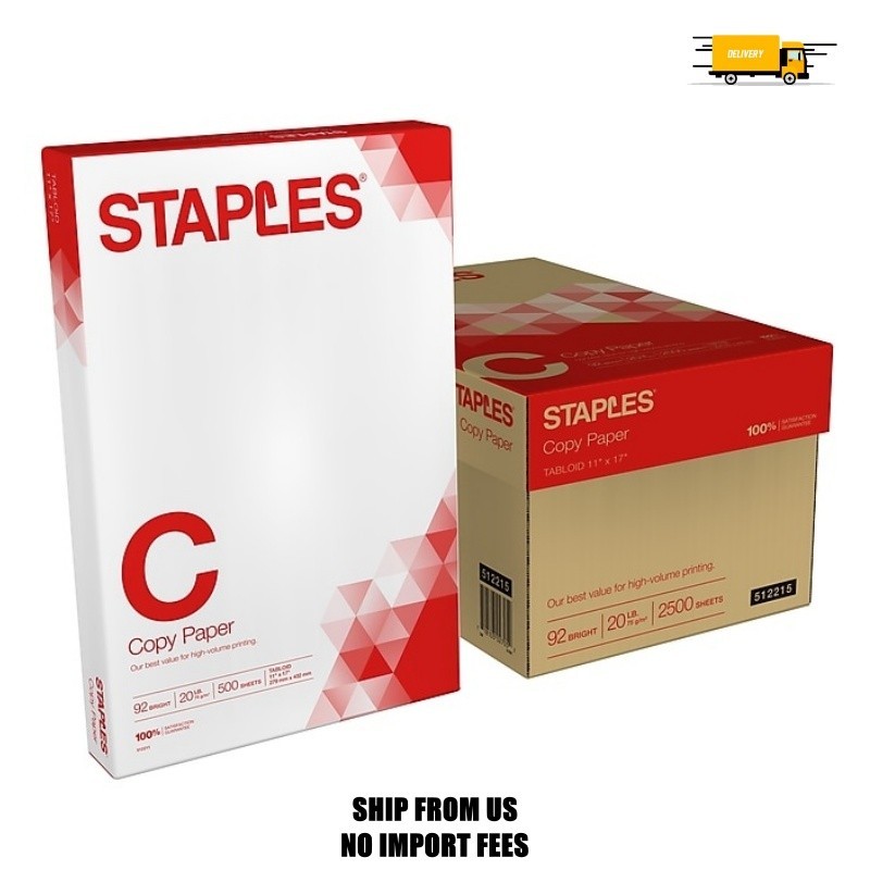 Staples Copy Paper, 11″ x 17″, 20 lbs., White, 500 Sheets/Ream, 5 Reams/Carton (