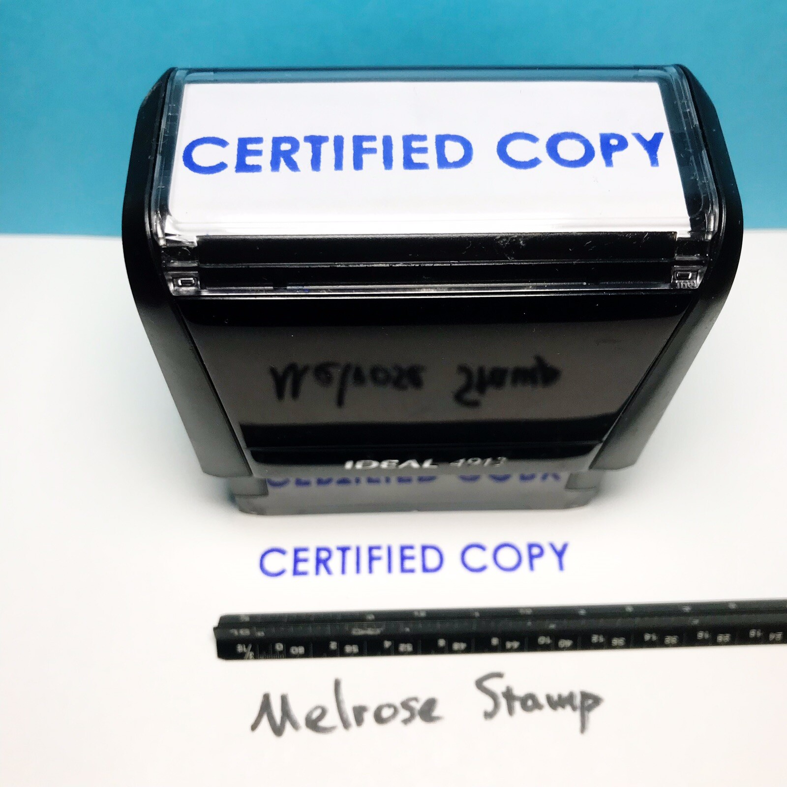 Certified Copy Rubber Stamp Blue Ink Self Inking Ideal 4913