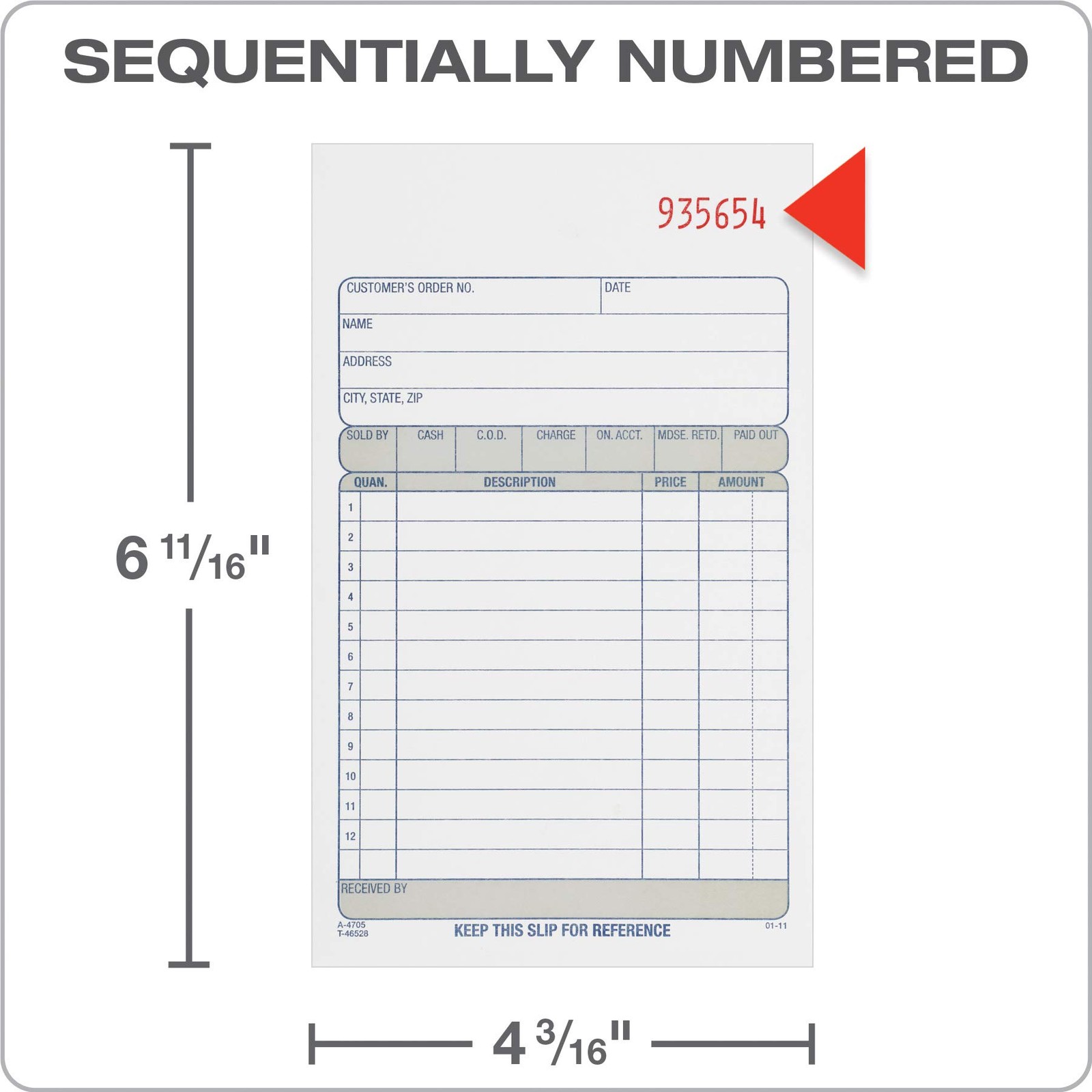 Sales Order Book, 2Part, Carbonless, White/Canary, 43/16 x 73/16 Inches, 50 S…