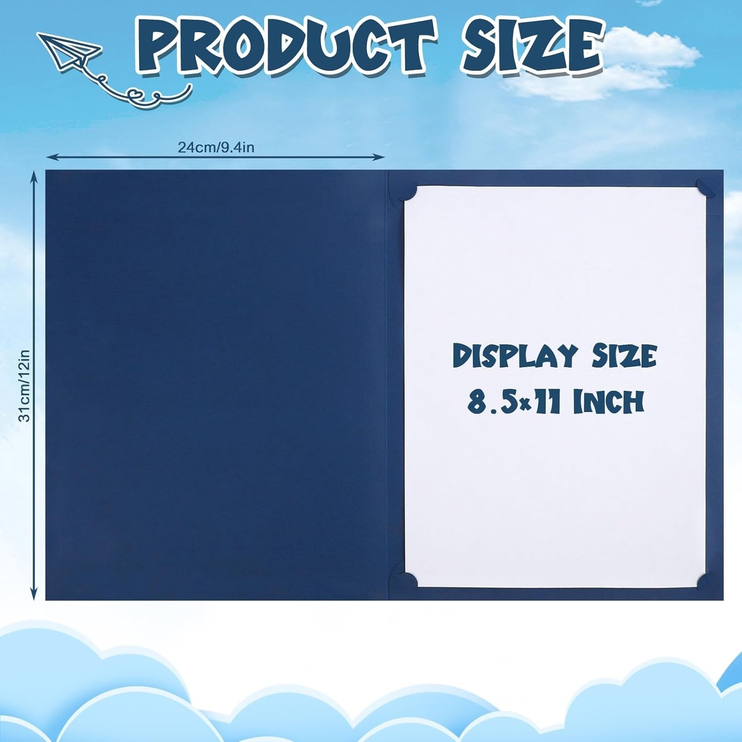 24-Pack 8.5 x 11 Navy Blue Award Certificate Holders – Bulk Certificate Holders