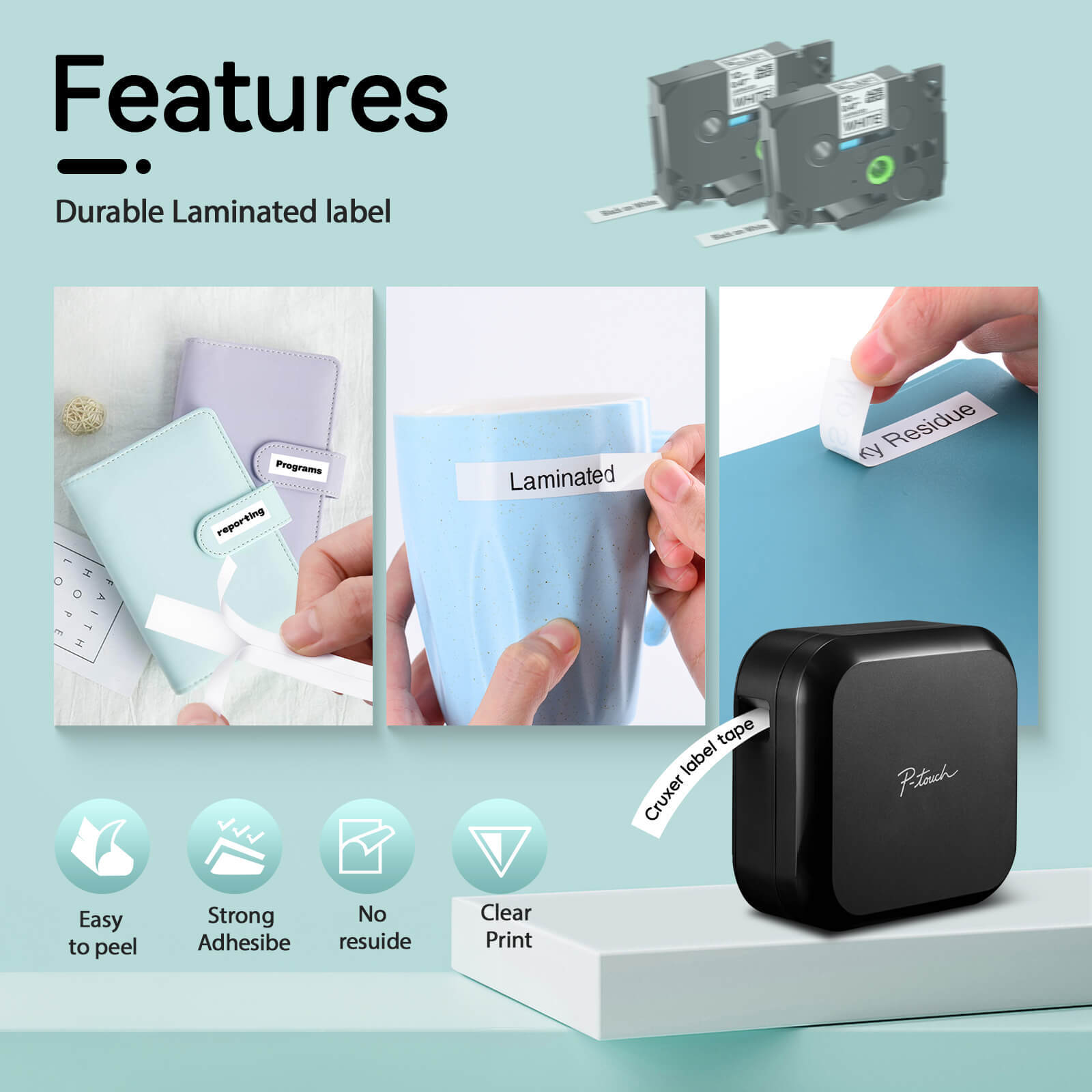 5PK TZ TZE231 Label Tape PT-1100 Black on White Compatible with Brother P-Touch