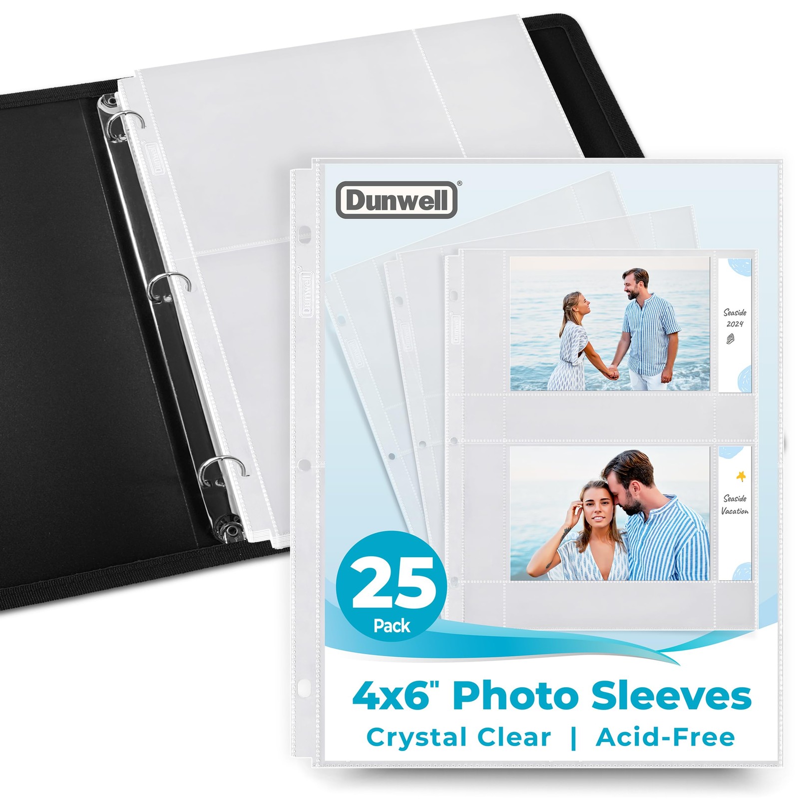 4×6 Photo Sleeves for 3-Ring Binder, (Horizontal, 25 Pack) for 100 Pictures Each
