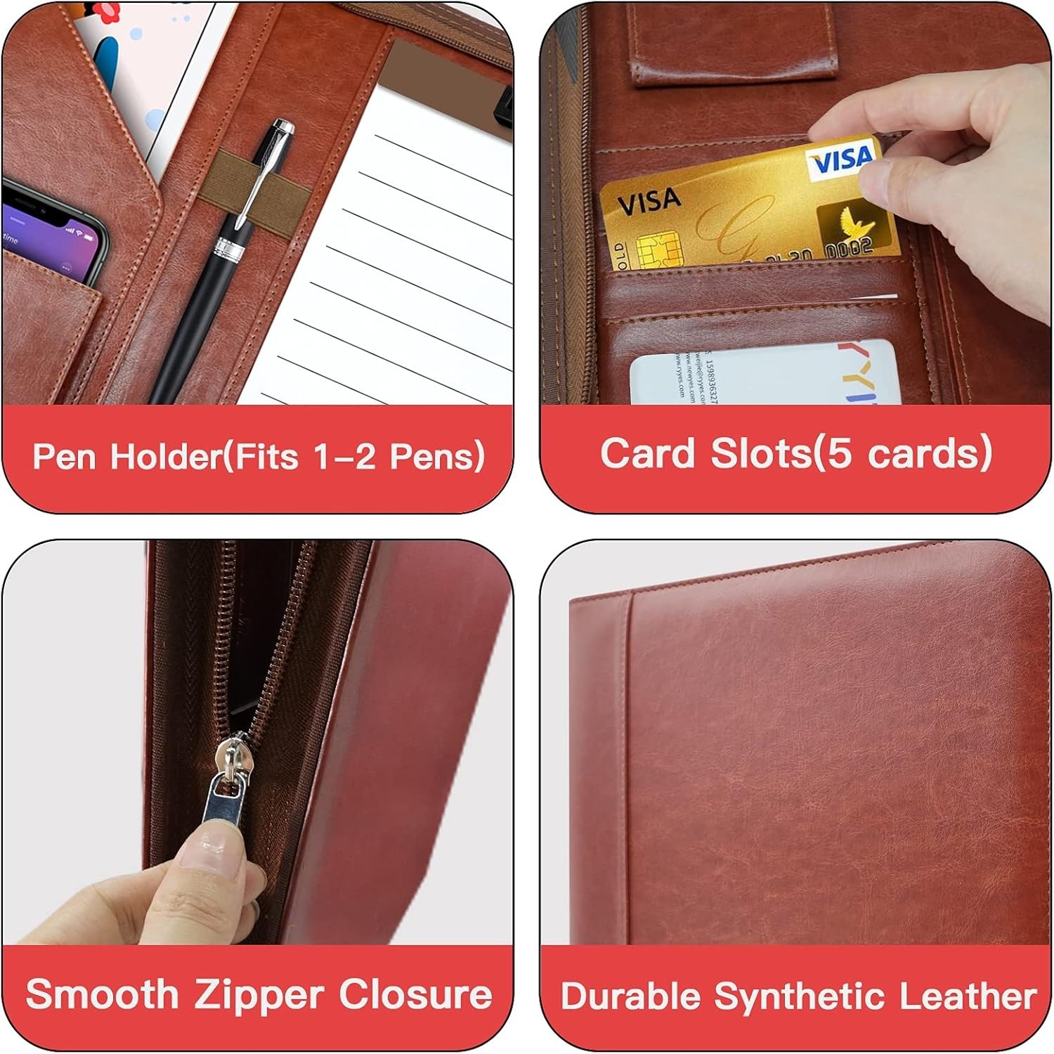 Versatile Brown Portfolio Folder – Durable Business Organizer for Men & Women