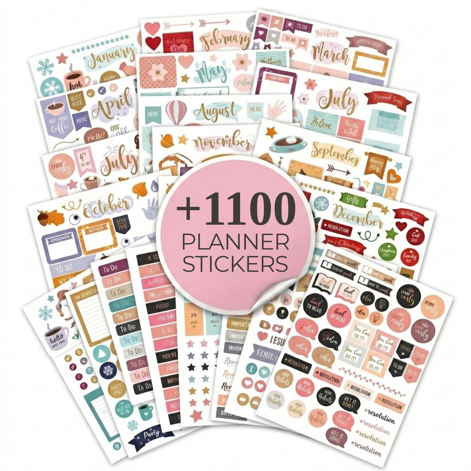 Aesthetic Monthly Planner Stickers – 1100+ Beautiful Design Accessories Enhance